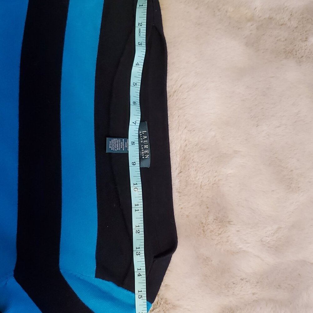 Lauren Ralph Lauren striped boatneck blue and teal Sweater Size M Preppy Coastal - Picture 8 of 9